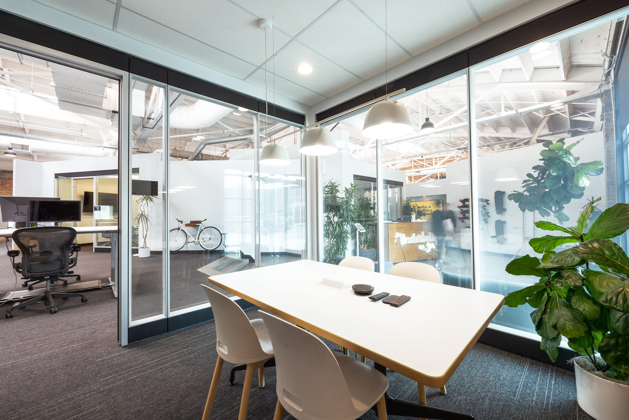 Bright meeting room inside Underbelly Studios